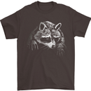 A Raccoon with an Eyepatch Mens T-Shirt Cotton Gildan Dark Chocolate