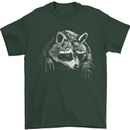 A Raccoon with an Eyepatch Mens T-Shirt Cotton Gildan Forest Green