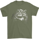 A Raccoon with an Eyepatch Mens T-Shirt Cotton Gildan Military Green