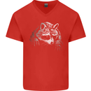 A Raccoon with an Eyepatch Mens V-Neck Cotton T-Shirt Red