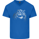 A Raccoon with an Eyepatch Mens V-Neck Cotton T-Shirt Royal Blue