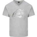 A Raccoon with an Eyepatch Mens V-Neck Cotton T-Shirt Sports Grey