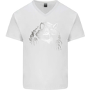 A Raccoon with an Eyepatch Mens V-Neck Cotton T-Shirt White