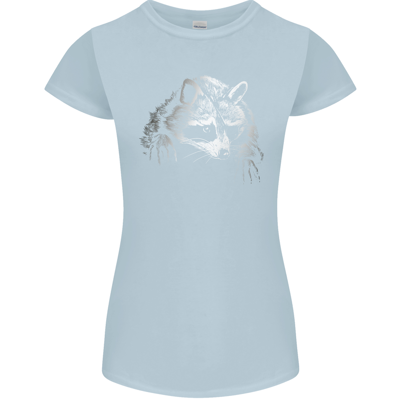 A Raccoon with an Eyepatch Womens Petite Cut T-Shirt Light Blue
