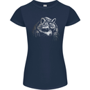 A Raccoon with an Eyepatch Womens Petite Cut T-Shirt Navy Blue