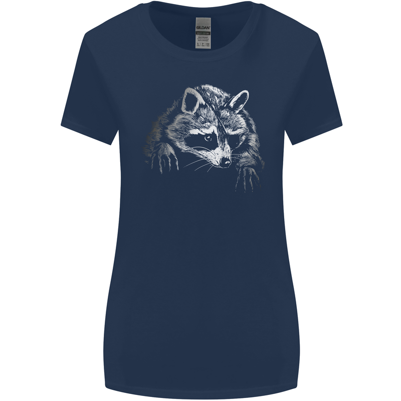 A Raccoon with an Eyepatch Womens Wider Cut T-Shirt Navy Blue