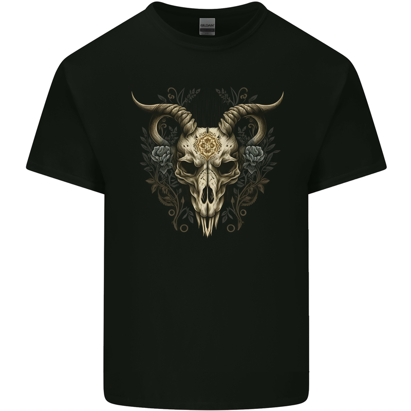 A Ram Skull Gothic Goth Heavy Metal Rock Kids T-Shirt Childrens Black