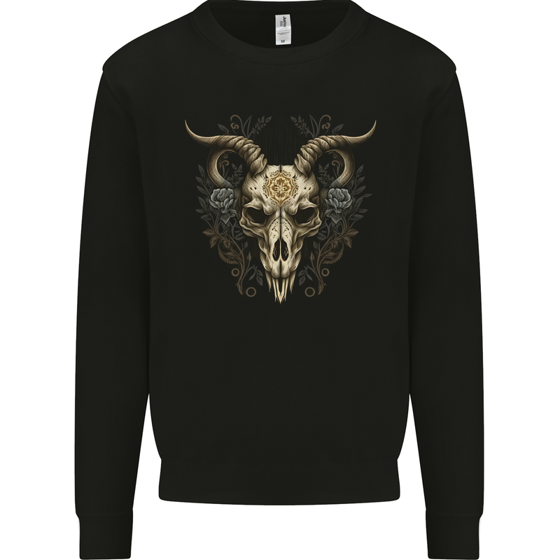 A Ram Skull Gothic Goth Heavy Metal Rock Mens Sweatshirt Jumper Black