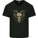 A Ram Skull Gothic Goth Heavy Metal Rock Mens V-Neck Cotton T-Shirt Black