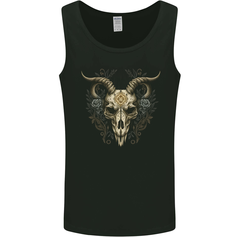 A Ram Skull Gothic Goth Heavy Metal Rock Mens Vest Tank Top Black