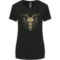 A Ram Skull Gothic Goth Heavy Metal Rock Womens Wider Cut T-Shirt Black