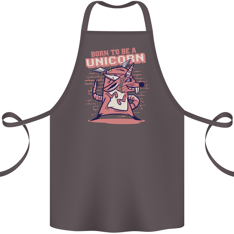 A Rat Born To Be a Unicorn Funny Cotton Apron 100% Organic Dark Grey