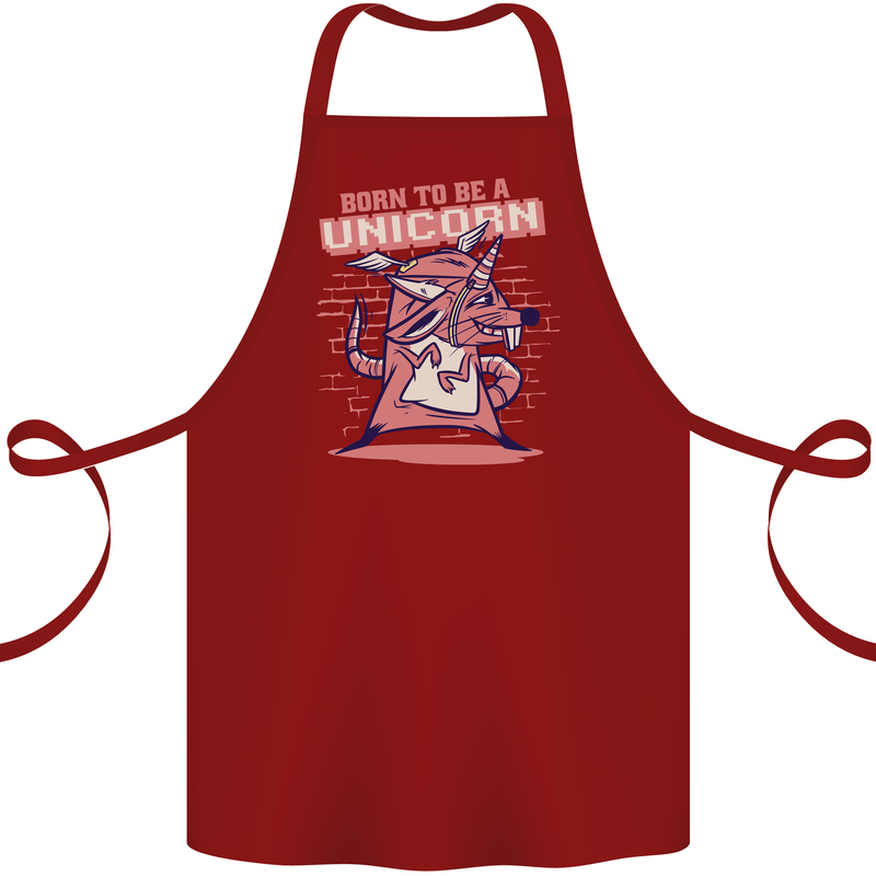 A Rat Born To Be a Unicorn Funny Cotton Apron 100% Organic Maroon