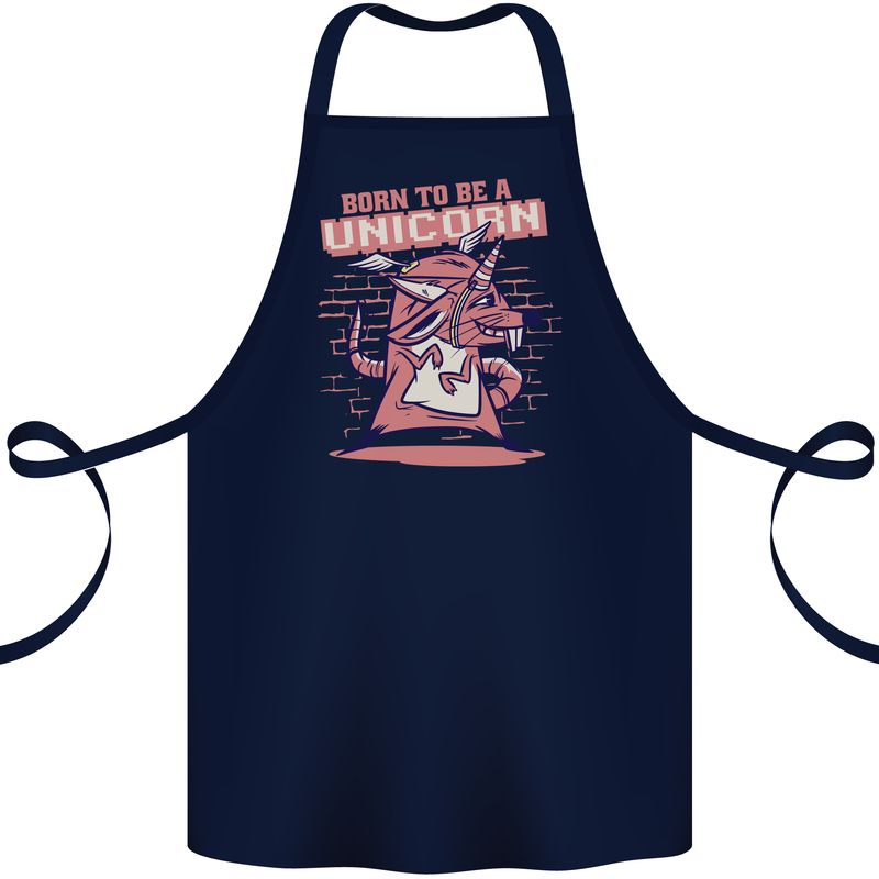 A Rat Born To Be a Unicorn Funny Cotton Apron 100% Organic Navy Blue