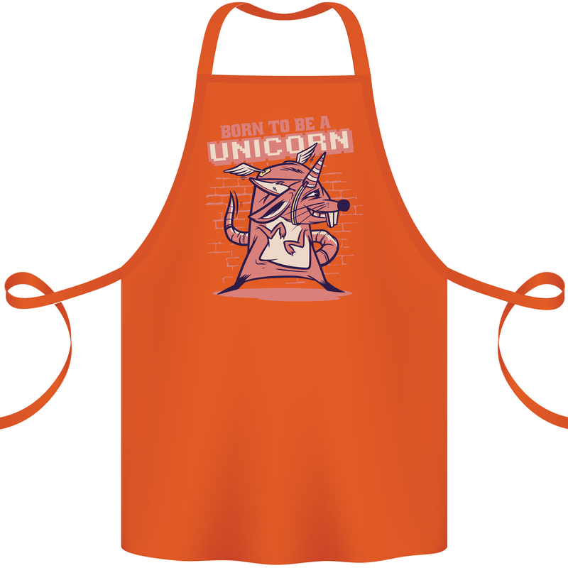 A Rat Born To Be a Unicorn Funny Cotton Apron 100% Organic Orange