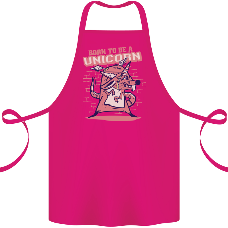 A Rat Born To Be a Unicorn Funny Cotton Apron 100% Organic Pink