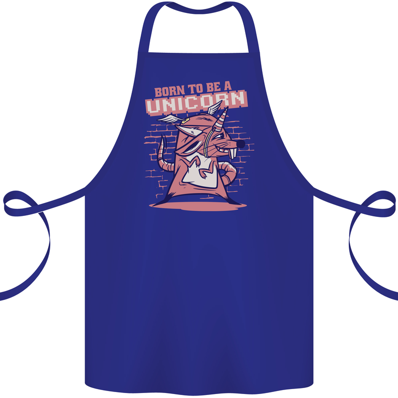 A Rat Born To Be a Unicorn Funny Cotton Apron 100% Organic Royal Blue