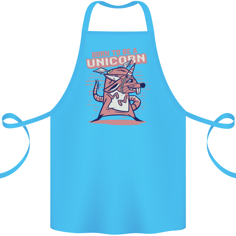 A Rat Born To Be a Unicorn Funny Cotton Apron 100% Organic Turquoise