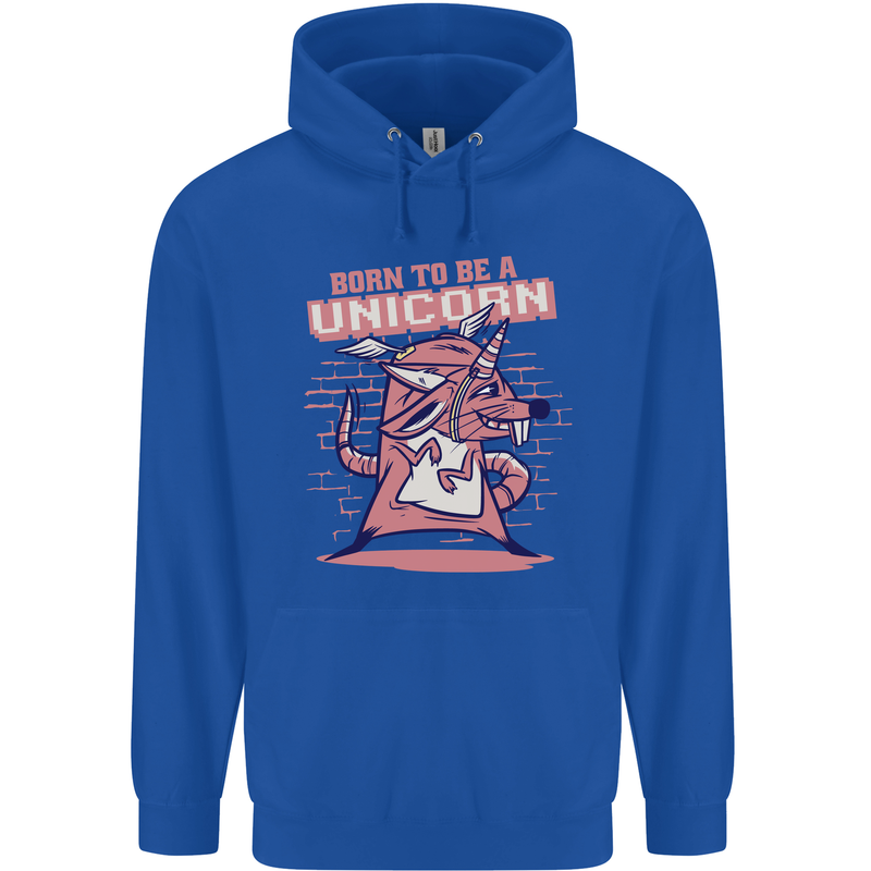 A Rat Born To Be a Unicorn Funny Mens 80% Cotton Hoodie Royal Blue