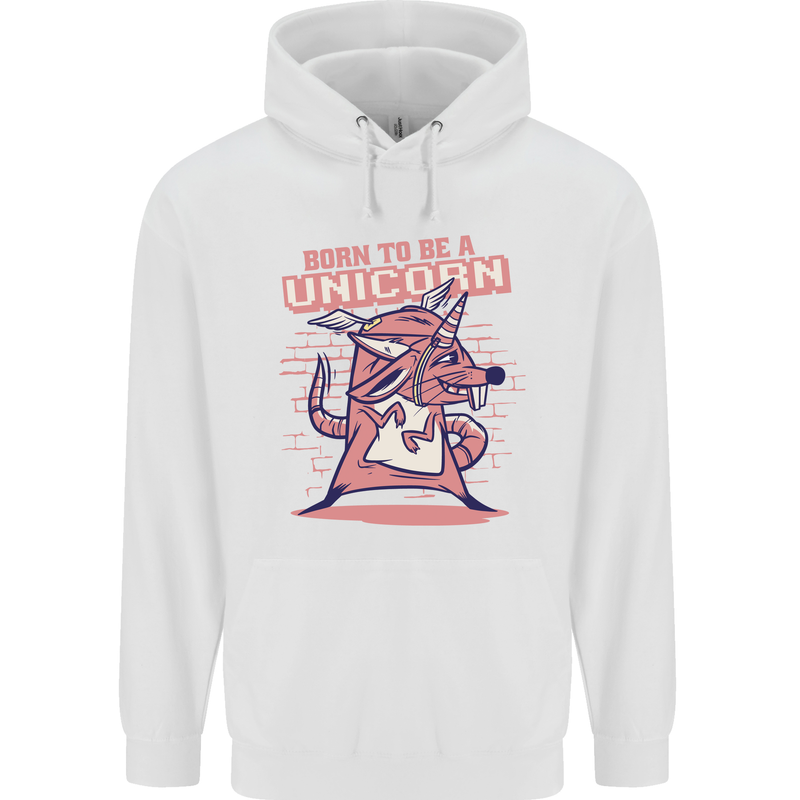 A Rat Born To Be a Unicorn Funny Mens 80% Cotton Hoodie White