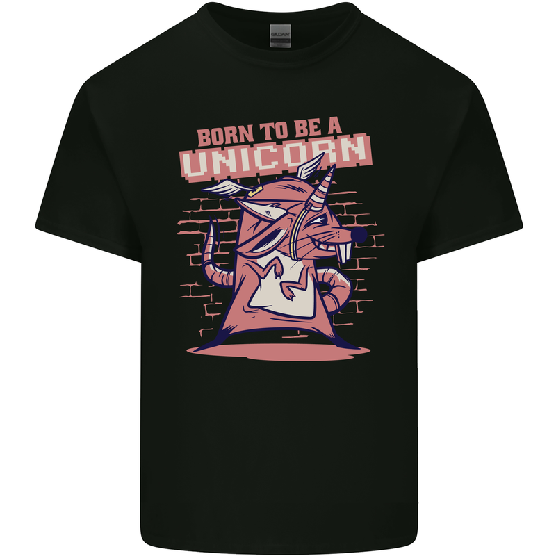 A Rat Born To Be a Unicorn Funny Mens Cotton T-Shirt Tee Top Black