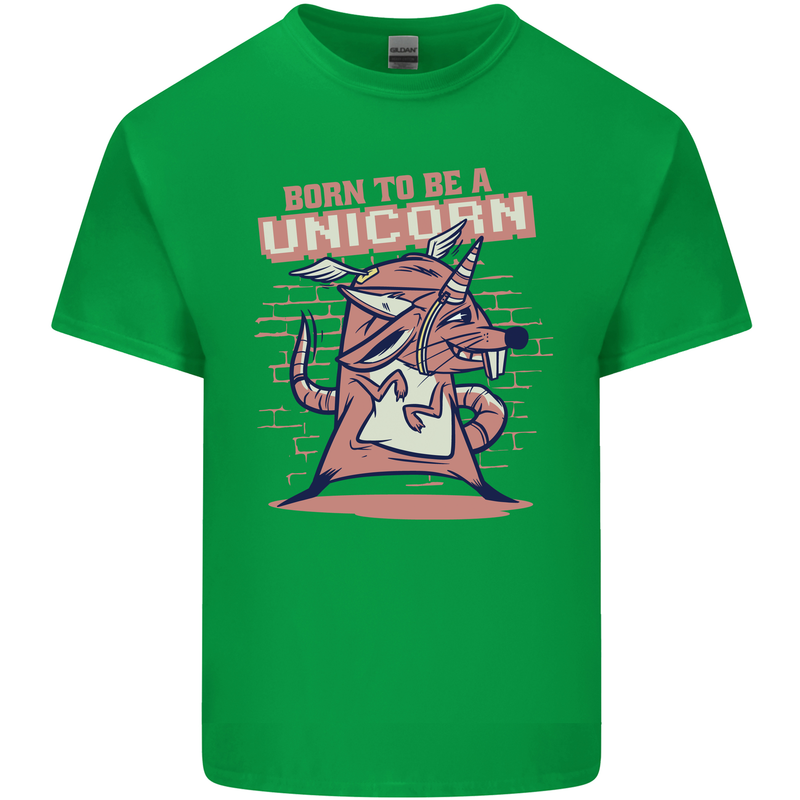 A Rat Born To Be a Unicorn Funny Mens Cotton T-Shirt Tee Top Irish Green