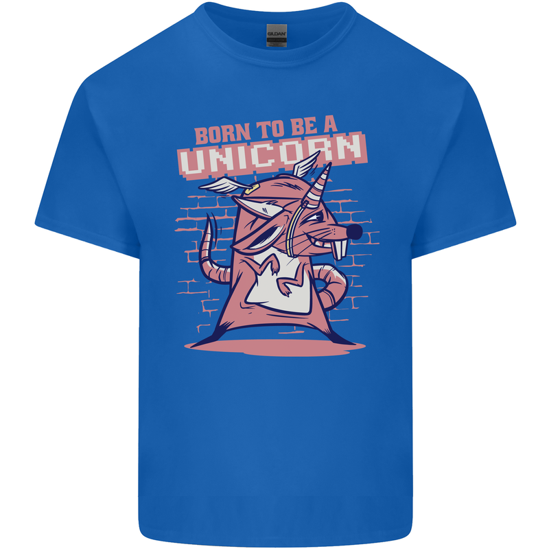 A Rat Born To Be a Unicorn Funny Mens Cotton T-Shirt Tee Top Royal Blue