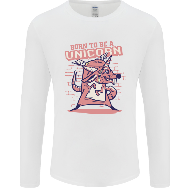 A Rat Born To Be a Unicorn Funny Mens Long Sleeve T-Shirt White