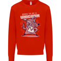 A Rat Born To Be a Unicorn Funny Mens Sweatshirt Jumper Bright Red