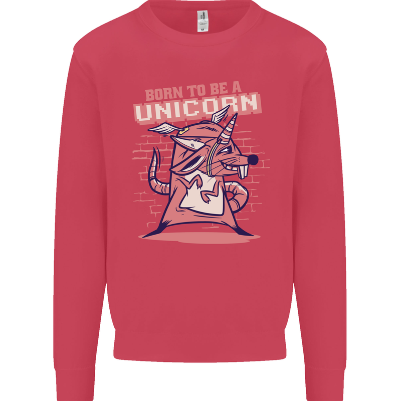 A Rat Born To Be a Unicorn Funny Mens Sweatshirt Jumper Heliconia