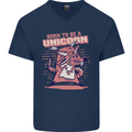 A Rat Born To Be a Unicorn Funny Mens V-Neck Cotton T-Shirt Navy Blue