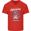 A Rat Born To Be a Unicorn Funny Mens V-Neck Cotton T-Shirt Red