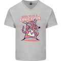 A Rat Born To Be a Unicorn Funny Mens V-Neck Cotton T-Shirt Sports Grey