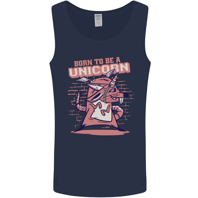 A Rat Born To Be a Unicorn Funny Mens Vest Tank Top Navy Blue