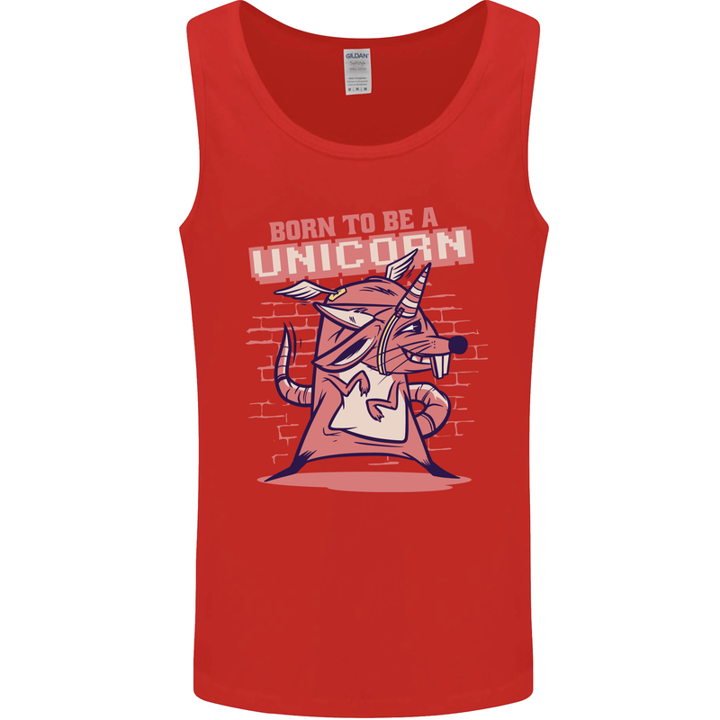 A Rat Born To Be a Unicorn Funny Mens Vest Tank Top Red