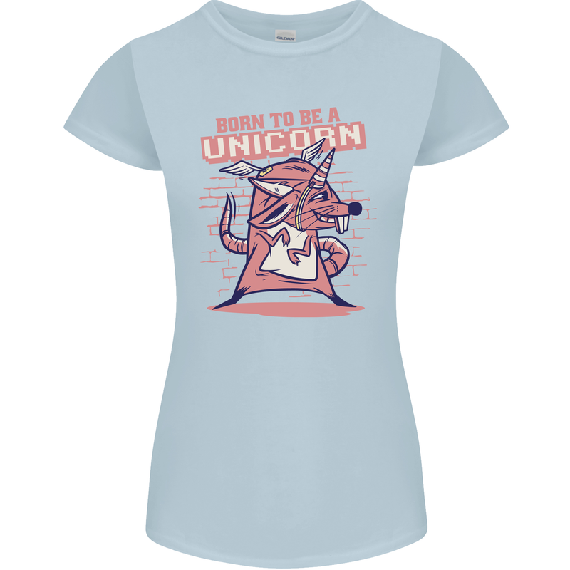 A Rat Born To Be a Unicorn Funny Womens Petite Cut T-Shirt Light Blue