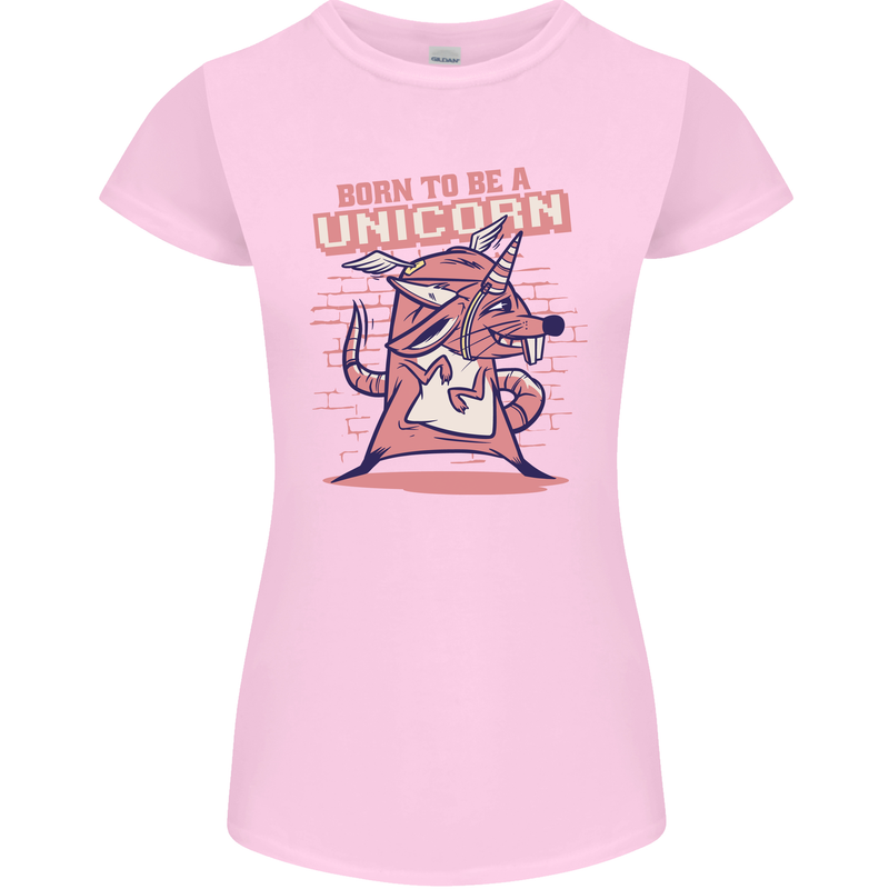 A Rat Born To Be a Unicorn Funny Womens Petite Cut T-Shirt Light Pink