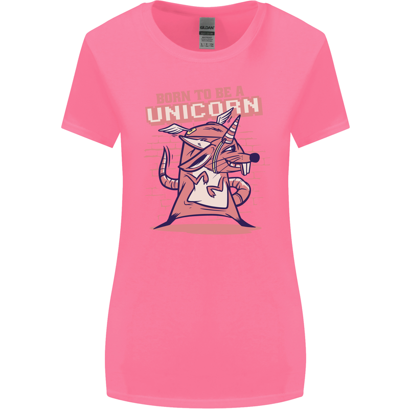 A Rat Born To Be a Unicorn Funny Womens Wider Cut T-Shirt Azalea