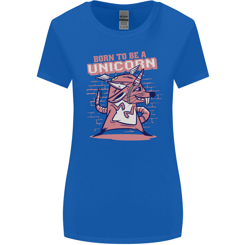 A Rat Born To Be a Unicorn Funny Womens Wider Cut T-Shirt Royal Blue