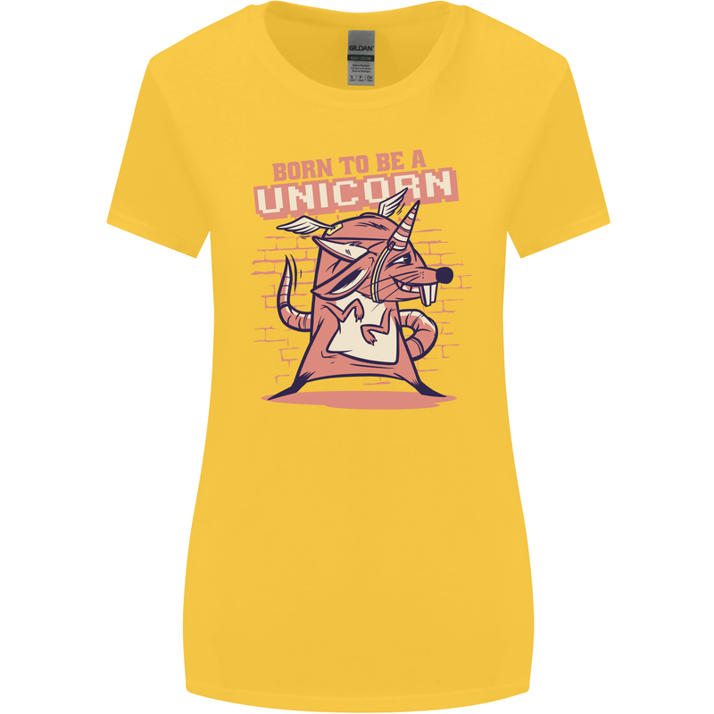 A Rat Born To Be a Unicorn Funny Womens Wider Cut T-Shirt Yellow