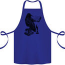 A Raven Reading a Book Literature Cotton Apron 100% Organic Royal Blue