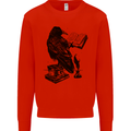 A Raven Reading a Book Literature Kids Sweatshirt Jumper Bright Red
