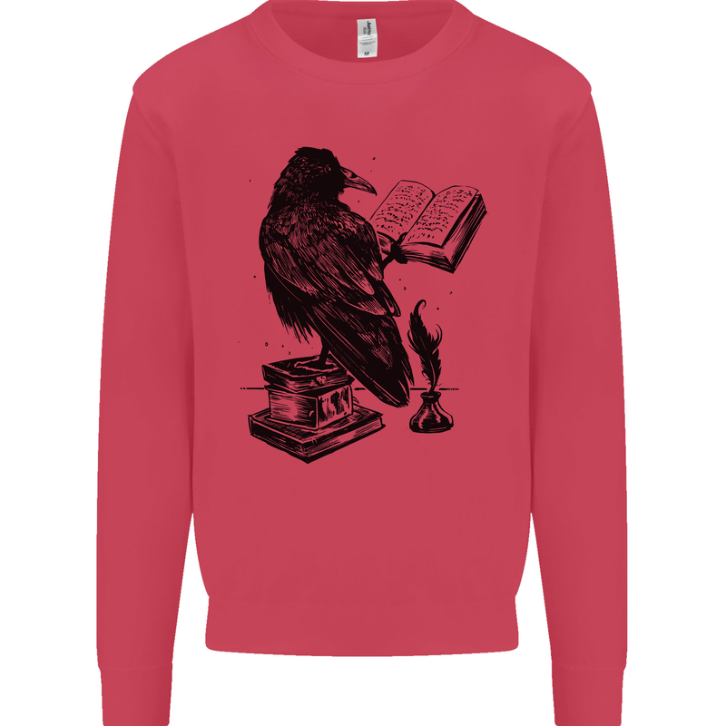 A Raven Reading a Book Literature Kids Sweatshirt Jumper Heliconia