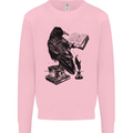 A Raven Reading a Book Literature Kids Sweatshirt Jumper Light Pink