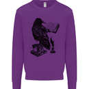 A Raven Reading a Book Literature Kids Sweatshirt Jumper Purple