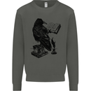 A Raven Reading a Book Literature Kids Sweatshirt Jumper Storm Grey
