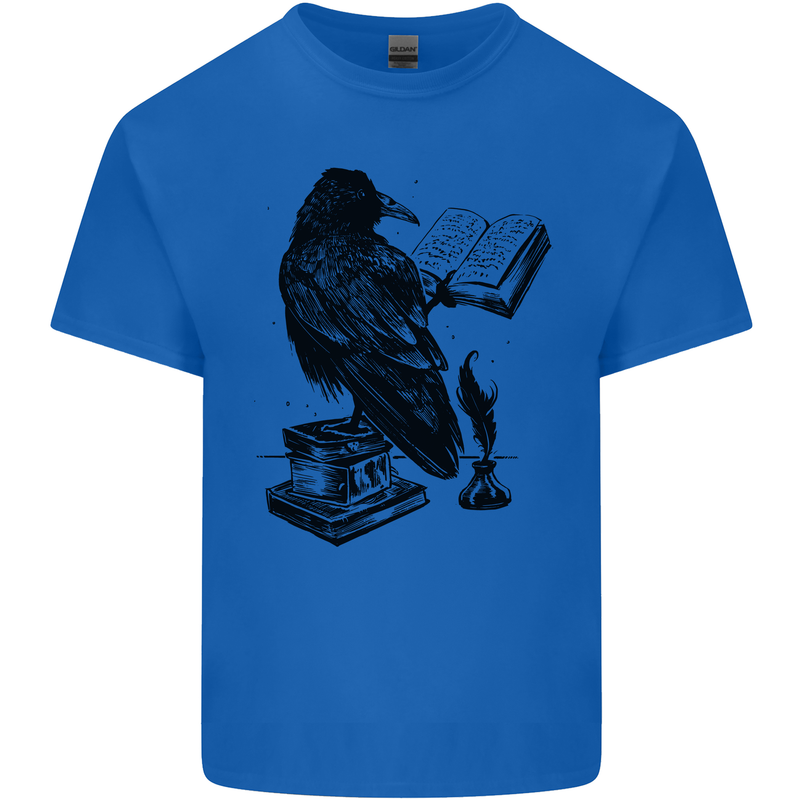 A Raven Reading a Book Literature Kids T-Shirt Childrens Royal Blue