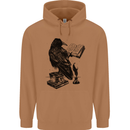 A Raven Reading a Book Literature Mens 80% Cotton Hoodie Caramel Latte