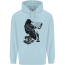 A Raven Reading a Book Literature Mens 80% Cotton Hoodie Light Blue