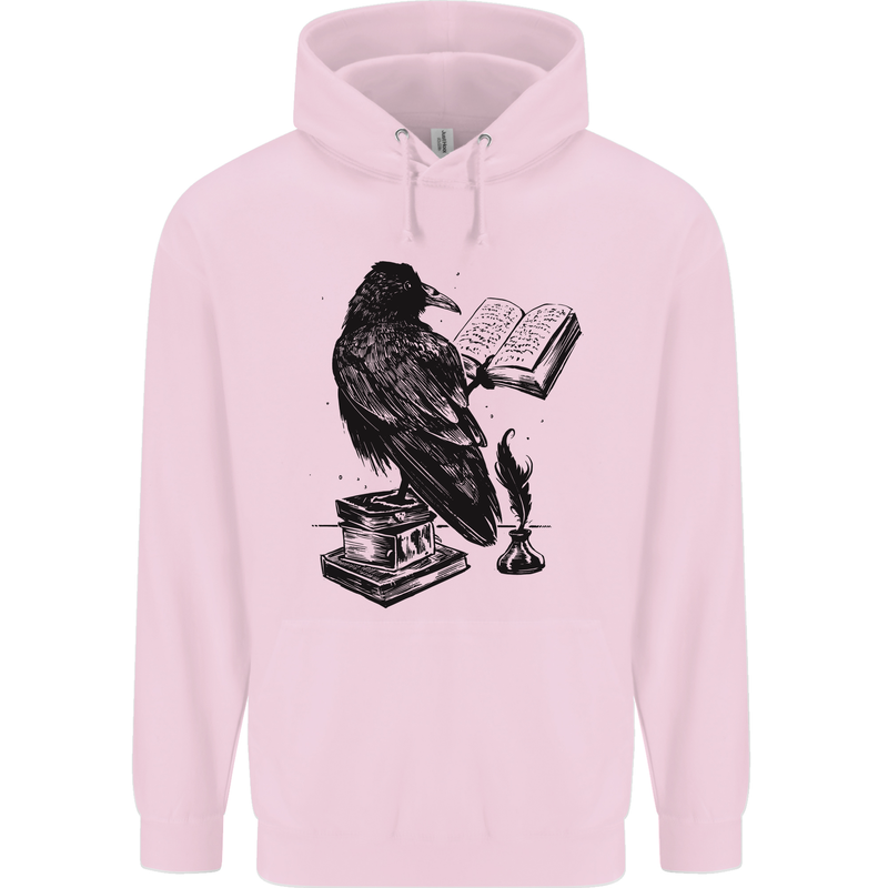 A Raven Reading a Book Literature Mens 80% Cotton Hoodie Light Pink